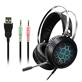 X1 Kabelgebundene USB3.5-Schnittstelle Computer Gaming Headsets Notebook Desktop-Kopfhörer Mikrofon Leuchtende Kopfhörer - Black Long W