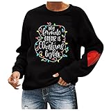 Overdose Damen Blusen Weihnachtsdruck Xmas Mode Tunika Tshirt Lange Ärmel Pullover Sweatshirts Longshirts Merry Christmas Loose Tee Casual T-Shirts Oberteile Top