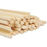 Boyigog 50 Stück Holzstäbe zum Basteln 30 cm, Rundstäbe, Lange DIY Holz Handwerk Stöcke Kleine Holzbau Stöcke, Rundholz 6 mm Bastelholz Holzstiel für Heimwerk