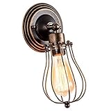 Moderne Lndustrial Edison Style E27 Wandleuchte, Metall Eisen Kunst Laterne aushöhlen Wandleuchten Innenlampe, Unterputz Lampen Wandlampe Schlafzimmer Lampen, für Cafe Bar Wohnheim Korridor Treppen D