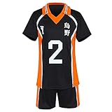 CHYOOO Volleyball-Junge Cosplay Kostüm, Anime Trikot High School Volleyball Team Uniform, Unisex Sportwear Anime Kostüm Anzug Party Kostüm KleidungHaikyuu Cosplay Kostüm(S,Nummer.2)