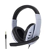 Gaming Headset Kopfhörer mit mic.Gaming Headset Drei-in-eins verdrahteter Headset PS5-Kopfhörer mit Mikrofon für Laptop-Tablette Smartphone weiß