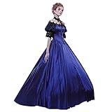 Damen Mittelalter Kleid Lang Vintage Palace Kleid Gericht Kleid Steampunk Retro Gothic Kleidung Kleid Abendkleid Partykleid Fasching Kostü