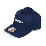 Mitchell & Ness Brand Logo 110 Curved Snapback (Navy/White)