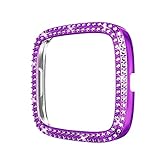 LEILEI Stlei Store Luxusfrauen Pc. Bumper Kompatibel mit Fitbit Sense Versa 3 2 Uhrengehäuse Zwei Reihen Diamantabdeckung Leichte glänzende Shell-Zubehör (Color : Purple, Dial Diameter : for Sense)