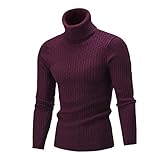 ZzCityTK Herrenpullover Strickpullover Pullover Hochkragen Basis Twist Pullover Einfarbiges Sweatshirt Herbst Winter Oberteil Pullover Lässiges lockeres Top Langarmshirt Herren Pullover S