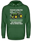 ALBASPIRIT Traktor Landwirt Kindheit Witziger Spruch Landwirtschaft Trecker Bauer Geschenk - Unisex Kapuzenpullover Hoodie -S-Dunkelgrü