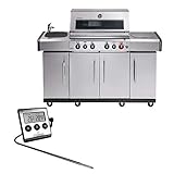 MH-Online Enders Gasgrill Kansas PRO 4 SIK Profi Turbo BBQ Infrarot 4 Edelstahl-Brenner stufenlos, Grillwagen mit Seitenkocher, Silber, 64x153x118 cm inkl. F