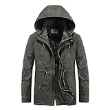 LLYYDS Herren Winter Jacke Bequem Warme Outdoorjacke Fleece Gefüttert Winter Thermojacke für Männer Loose Fit Kapuzenjacke mit Reißverschluss und Tasche Herren Übergangsjacke Funktionsjack