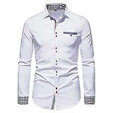 SSBZYES Herrenhemden Herren Langarmhemden Einfarbige Hemden Herren Slim Langarm Colorblocking Freizeithemden Geknöpfte H