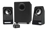 Logitech Z213 2.1 Lautsprecher-System mit Subwoofer, 14 Watt Spitzenleistung, 3.5 mm Eingang, Kopfhörerbuchse, Bedienelemente am Steuergerät, UK Stecker, PC/TV/Tablet/Handy - schw