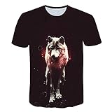 NSBXDWRM 3D Print T Shirt,Unisex Neuheit Creative 3D Grafik Drucken Paar Mode Tier Wolf Drucken Kurzarm Pullover Regular Fit T-Shirt Für Männer Frauen Teens,M