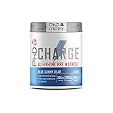 PhD Charge Pre Workout Booster - Trainingsbooster mit Kreatin, BCAA, Koffein, Beta-Alanin, Arginin, Citrullin-Malat, Alpha-GPC, L-Theanin - Mentaler Fokus und Kraft, Vegan, 300 g, Blue Gummy B