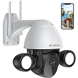 Überwachungskamera Aussen, BCXAXA WLAN Kamera Outdoor 3MP Kabellose Kamera mit 355° Rotieren Bewegungserkennung, 2-Wege Audio, IP66 wasserdichte, 30M Nachtsicht in Farbe, Automatische Verfolgung