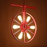 YLJYJ 6 Köpfe Vintage Industrial Chandelier E27 Edison Wheel Pendelleuchte American Country Eisen Pendelleuchte Deck