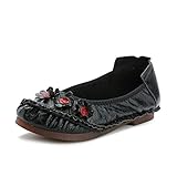 Frauen Müßiggänger, Ballerinas Casual Formale Stil Müßiggänger Dolly-Schuhe Sie Können Sie in Täglichen Kleidern Tragen, Gehen, Einkaufen Usw,Schwarz,37 EU