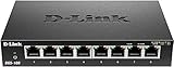 D-Link DGS-108 8-Port Layer2 Gigabit Switch (bis zu 2000 Mbit/s Datenübertragung pro Port, Non-Blocking-Architektur, lüfterlos, Metallgehäuse) schw