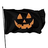 Flagge Orange Kürbislaterne Halloween Polyester Flagge mit Ösen - Wetterfeste Fahnen für Fahnenmast Flaggen - für Haus, Hof, Veranda, Dekoration 90x150