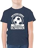 Schulkind Einschulung und Schulanfang - Zum Fußball geboren zur Schule gezwungen - 164 (14/15 Jahre) - Dunkelblau Meliert - t Shirt Jugendliche Jungen - F130K - Kinder Tshirts und T-Shirt für Jung