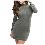 GENGG Damen Rollkragen Ripped Langarm Pullover Kleid Bodycon Pullover Stretch Elastizität M