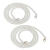 Pssopp 2Pcs Pearl Bead Handle Pearl Bead Chain Strap Handtaschenketten Zubehör Handtaschenperlen Ketten für Geldbörse Portemonnaie Clutch Crafts Making(1.2 m)