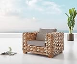 DELIFE Outdoorsessel Nizza Natur aus Rattan mit Kissen braun Loung