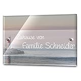 Edles Türschild mit Namen für die Haustür | Namensschild Briefkasten-Schild selbstklebend oder mit Bohrlöcher Klingelschild mit kratzfestem UV Druck | Größe ab 9x6 cm bunte Tü