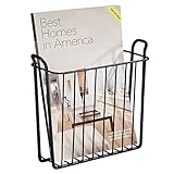 mDesign Zeitungshalter für die Wand – schöner Zeitschriftensammler aus Metall für Badezimmer, Küche oder Büro – auch für Bücher, Tabletts etc. geeignet – Farbe: Schw