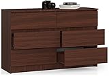 Kommode, 6 Schubladen, viel Stauraum, Kleiderschrank, Flur, Badezimmerschrank, Kommode, Multifunktionsschrank. Abmessungen: 120x77x40cm (Venga)