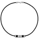 Jobo Herren Collier Halskette Leder schwarz mit Edelstahl 45 cm Kette Lederk