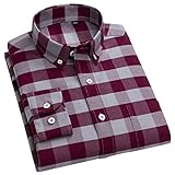 Ganttdx Long-Sleeved Shirt 8XL 7XL Pure Color Gestreiftes/Kariertes Langarmhemd für Herren Hemden 100% Baumwolle Oxford Business Oversized Hemd mit Knöpfen 41LabelAsianXL 18-276PlaidS