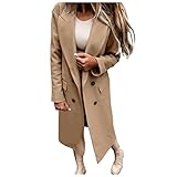 AFFGEQA Windbreaker Damen Herbst und Winter Langärmeliger Anzugkragen zweireihiger Nizi Mantel Winterjacke Dicker Warm Wintermantel Herbstmantel ​Einfarbig ÜBergangsjack