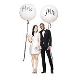 Amycute Riesen Hochzeits Ballons, 2 Stück 36' MR & MRS Luftballons Latex Ballons Weiß Mr&Mrs Deko Girlande Dekoration Hochzeit S