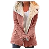 Winterjacke Damen Winter Warme Mantel Dicker Outwear Parka Mantel Jacke mit Kapuze Taschen Langarm Gefüttert Hoodie Kapuzenjacke Herbst Winter Flauschige Übergangsjack