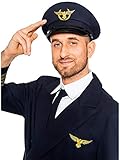 Maskworld Authentische Piloten-Mütze - perfekt für alle Überflieger die noch EIN Accessoire zu Karneval Fasching oder Halloween suchen - Uniform Verkleidung - Größe 60