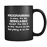 N\A Programmieren wie Fahrrad Fahren Lustige Kaffeetasse 11 Unzen Geburtstag für Programmierer Tasse für Programmierer, Entwickler, Ingenieur, Software-Entwickler YA517