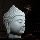 BXU-BG Statue, Skulptur, Statuette, Buddhismus-Kopf, weiße Statue, Kunstskulptur, Keramik, Handwerk, Skulptur, asiatisch, chinesisch, buddhistisch, Heimdek