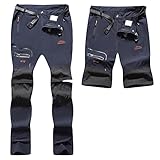 BenBoy Damen Wanderhose Wasserdicht Trekkinghose Atmungsaktiv Zip Off Outdoorhose Schnell Trockend Leicht Camping Softshellhose Sommer Funktionshose KZ2242W-Dark Blue-L