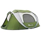 Moon Lence Pop up Tent 4 Person Camping Tent Waterproof Tent 3 Ventilated mesh Windows, 2 Big Doors Instant Tent for Family Easy Setup