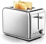 GDYJP Toaster Edelstahl-Toaster,Home Automatische Toaster Brot Frühstücksmaschine Toast Brotofen Sandwich 2 Scheiben (Color : Silver, Size : One Size)