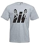 T-Shirt - IHC International Harvester Traktor Lustig Mädchen auf Logo (Grau, L)
