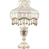 AAXYZX Chinesischer Schreibtischlampe Harz Tischlampe Stoff Lampe Abdeckung Skulptur Schreibtisch Licht, Schlafzimmer Büro Küche Studium Vor Leselicht Button Switch,LED Schreibtischlamp