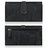 RFID-Geldbörse aus echtem Leder für Damen, schlank, dreifach gefaltet, funktionelle Damen-Geldbörse/Clutch, Grün , RFID-B