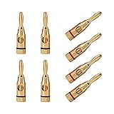 Bananenstecker Vergoldett, 4 Paare Lautsprecher stecker und schraubbar, Audio-Buchsenanschluss für Kabel Boxen,Verstärker,AV-Receiver,Endstufen,Stereoanlagen, Heimkino(4pcs schwarz, 4pcs rot)