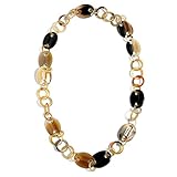 Bling Jewelry Erde Ton Braun Handarbeit Natürliche Buffalo Horn Lange Runde Scheibe Oval Link Kette Lange Halskette Für Damen 36 Z