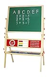 Idena 20106 - Magnet-Standtafel mit Ablage, 2 seitig mit Kreidetafel und Whiteboard, ca. 76 x 38 x 118 cm groß, zum Malen, Schreiben und R