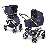 ABC Design 2 in 1 Kinderwagen Salsa 4 Air Diamond Edition – Kombikinderwagen für Neugeborene & Babys – Inkl. Sportsitz Buggy & Tragewanne – Radfederung & Luftreifen – Farbe: navy