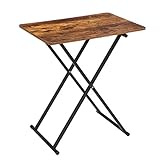 HOOBRO Beistelltisch Klappbar, Extra Groß Sofatisch, verstellbare Höhe Klapptische, 60 x 40 x 60 cm, TV Tray im Industriestil, Tablett Tisch, Snack Tisch, einfach montierbar, Dunkelbraun EBF16BZ01
