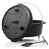 BBQ-Toro Dutch Oven Premium Serie I bereits eingebrannt - preseasoned I Verschiedene Größen I Gusseisen Kochtopf I Bräter mit Deckelheb