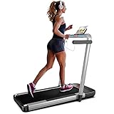 2 in 1 Profi Laufband Klappbar, 14 km/h Electric Treadmill, Foldable, Große Lauffläche, 12 Laufprogramme, 2.25HP Walking Pad Running Machine, kostenlose Installation, APP-Steuerung